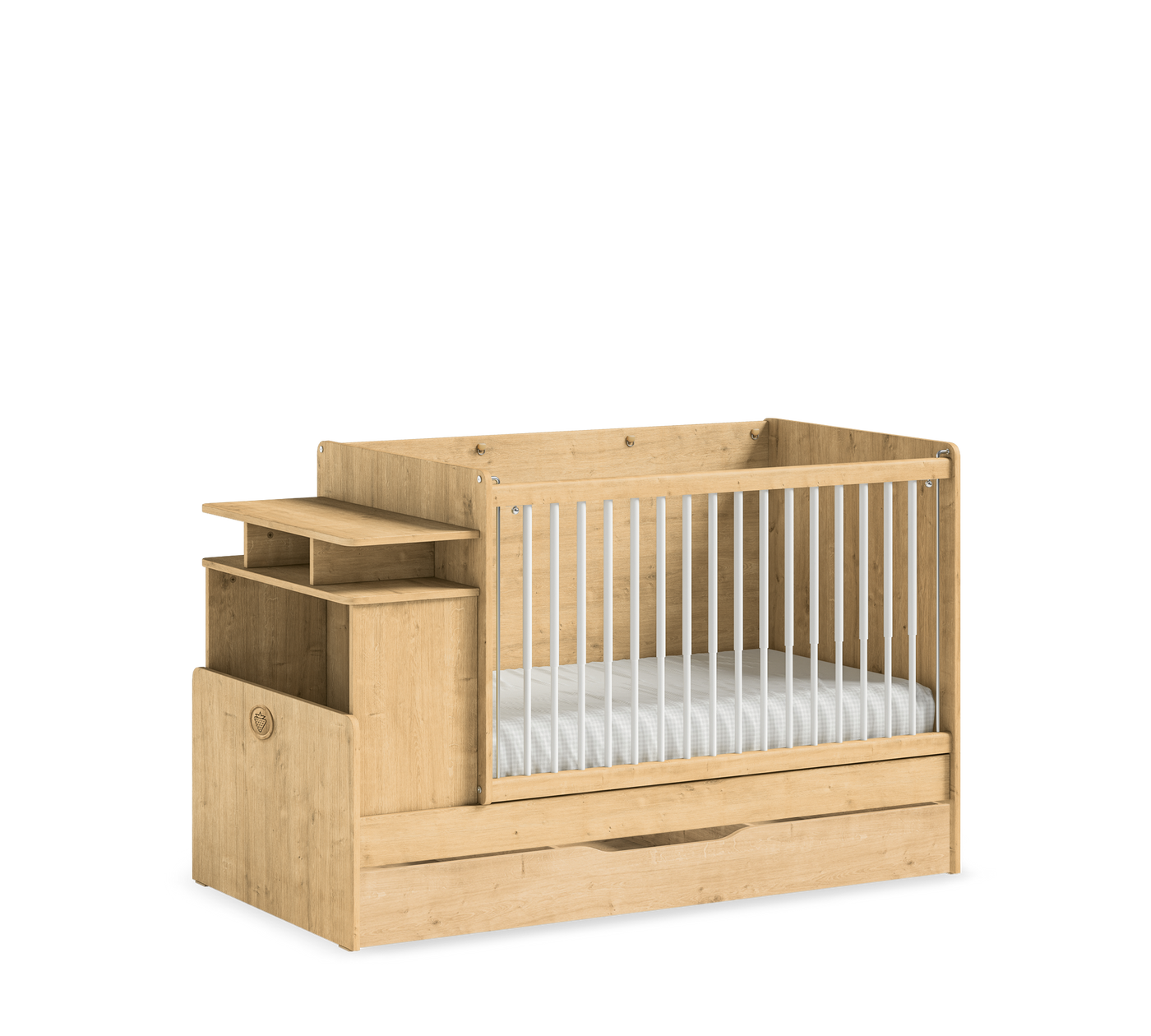 Mocha Baby Masalı Asansörlü Büyüyen Bebek Karyolası (Alt Çekmeceli) (70x115-70x145 cm)