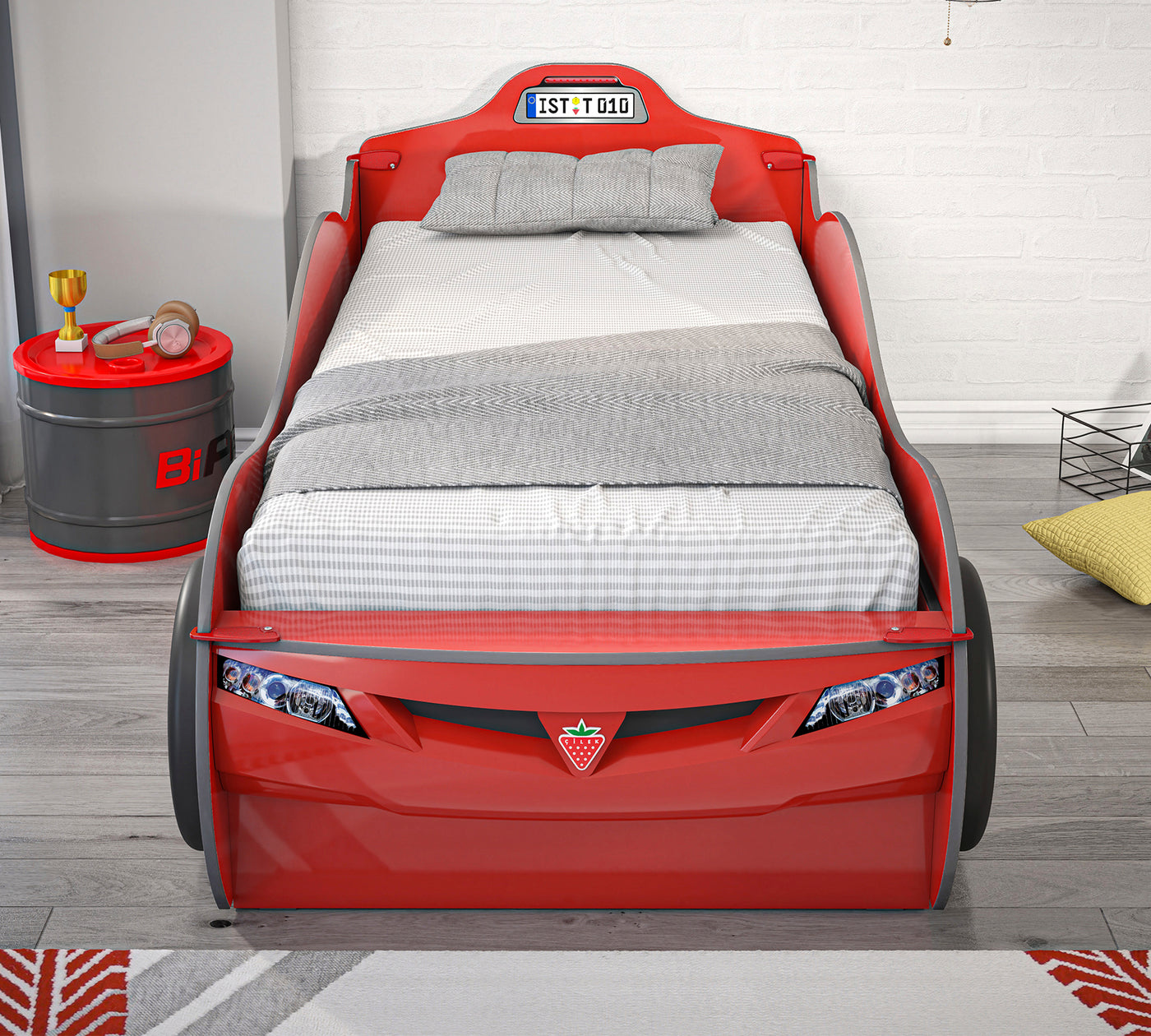Coupe Araba Yatak (Arkadaş Yataklı) (Kırmızı) (90x190 - 90x180 cm)