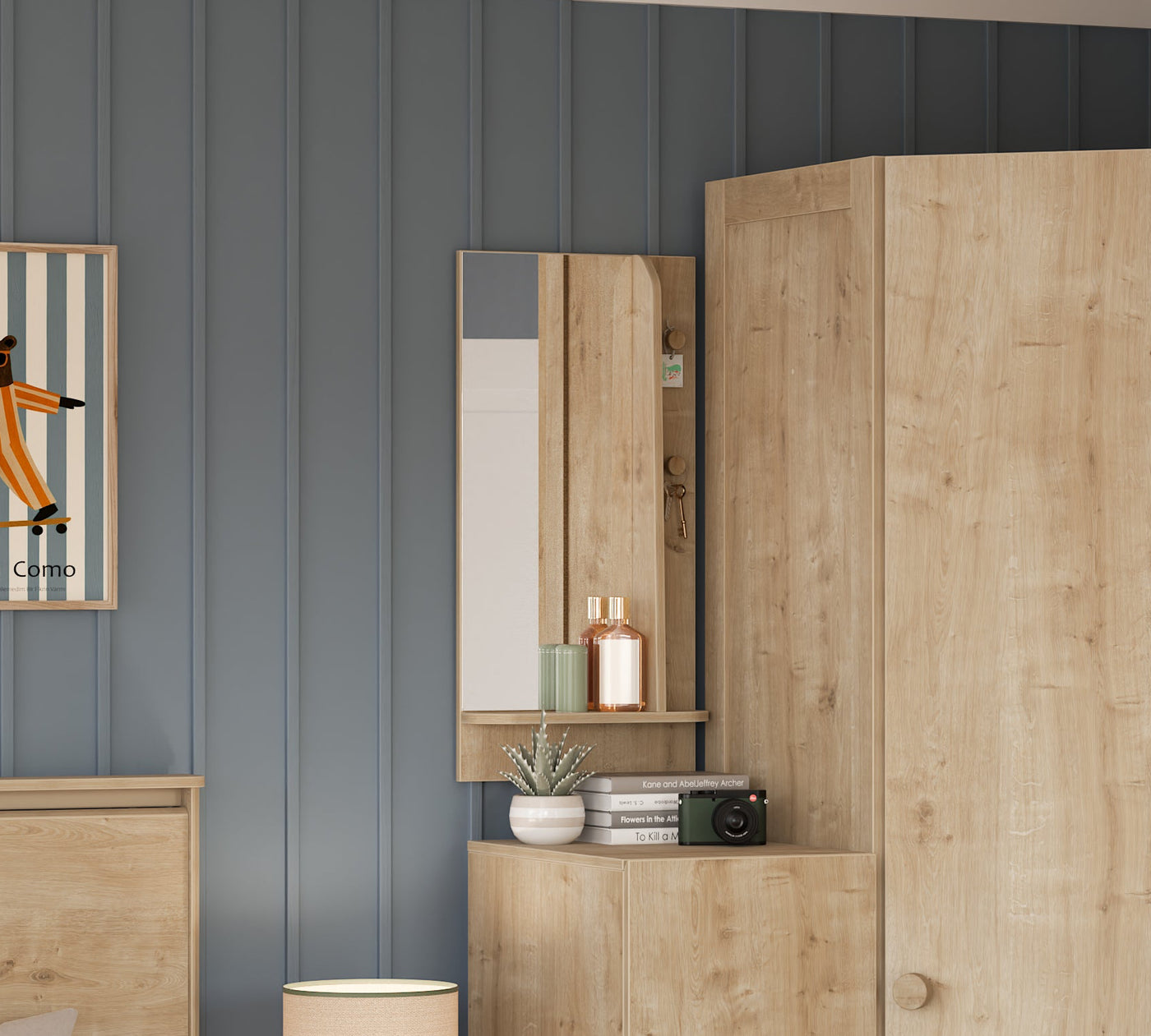 Mocha Raflı Duvar Aynası