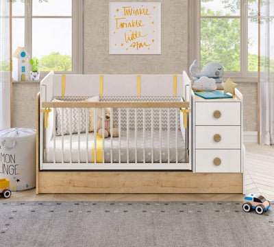 Baby Natura Büyüyen Bebek Karyolası (Sallanan ve Masa Olabilen) (70x115-70x160 cm)
