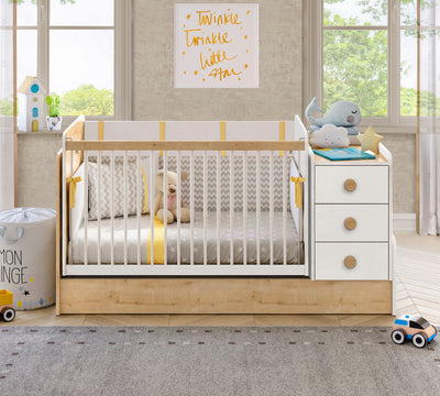 Baby Natura Büyüyen Bebek Karyolası (Sallanan ve Masa Olabilen) (70x115-70x160 cm)