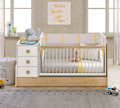 Baby Natura Büyüyen Bebek Karyolası (Sallanan ve Masa Olabilen) (70x115-70x160 cm)
