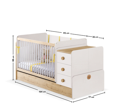 Baby Natura Büyüyen Bebek Karyolası (Sallanan ve Masa Olabilen) (70x115-70x160 cm)