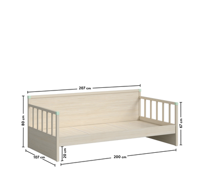 Daybed Çatısız Karyola (Montes Natural) (100x200 cm)