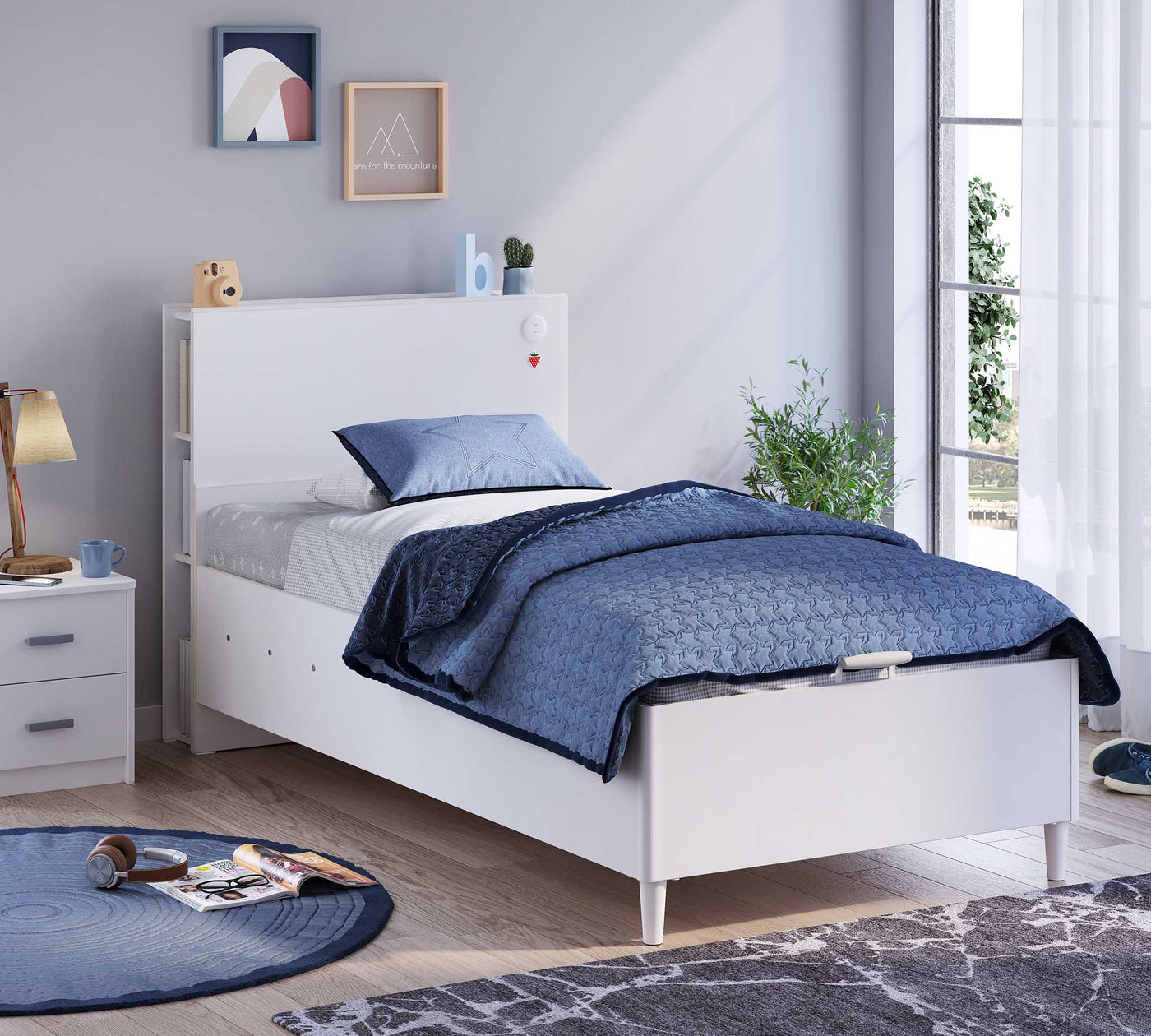 Montes Beyaz Kitaplıklı Başlık (120 cm)
