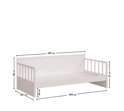 Daybed Çatısız Karyola (Montes Beyaz) (100x200 cm)
