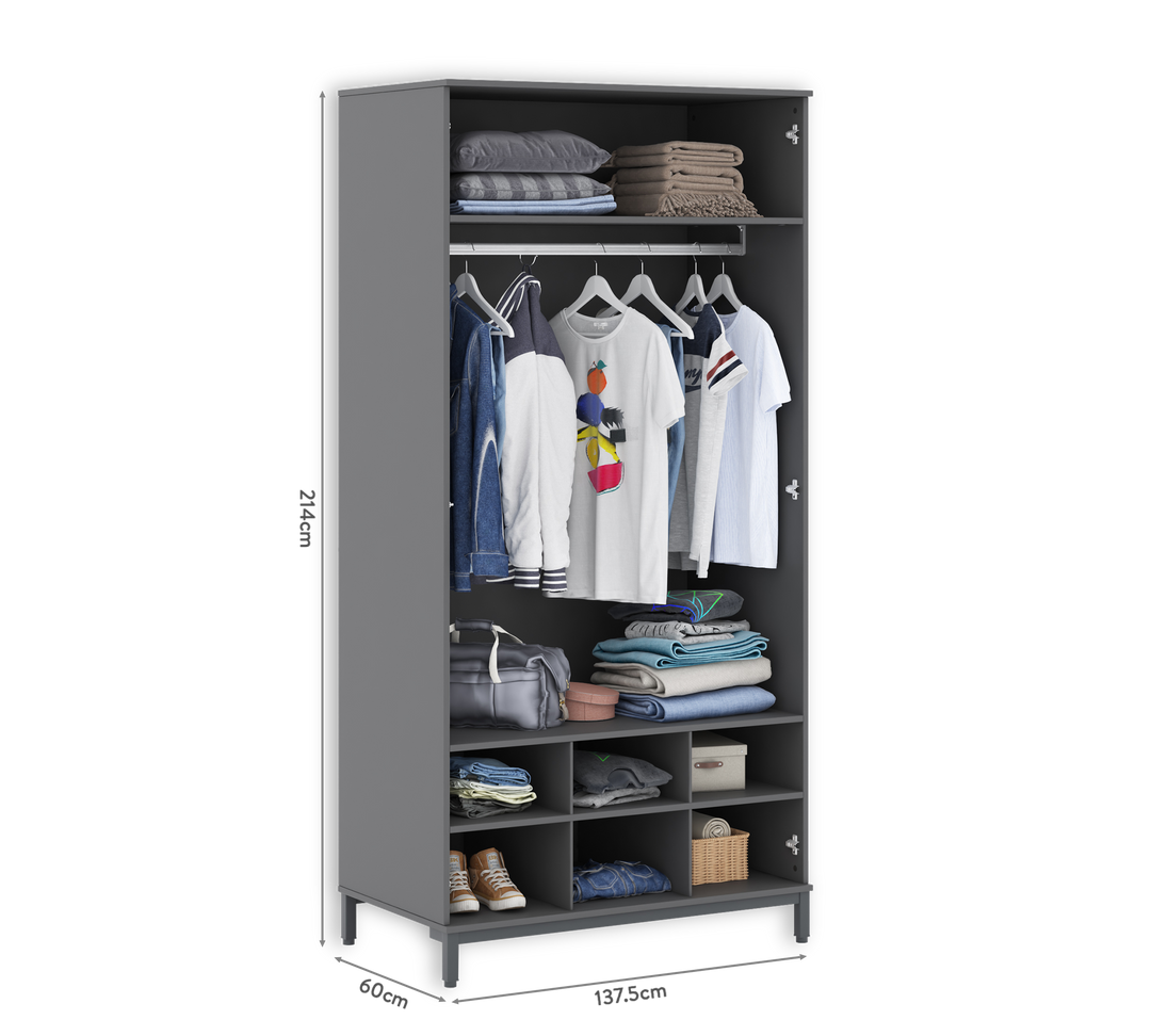 Space Gray 3 Kapılı Dolap | Çilek Odası