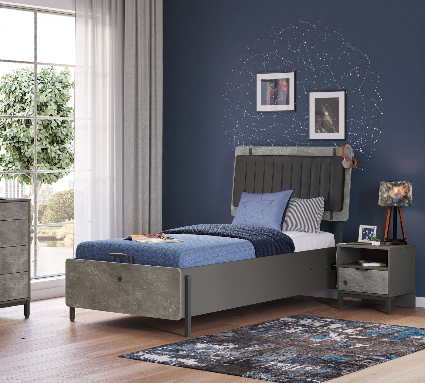 Space Gray Bazalı Karyola