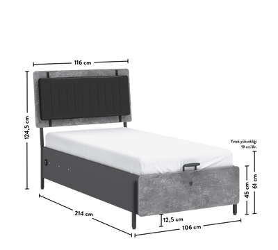 Space Gray Bazalı Karyola