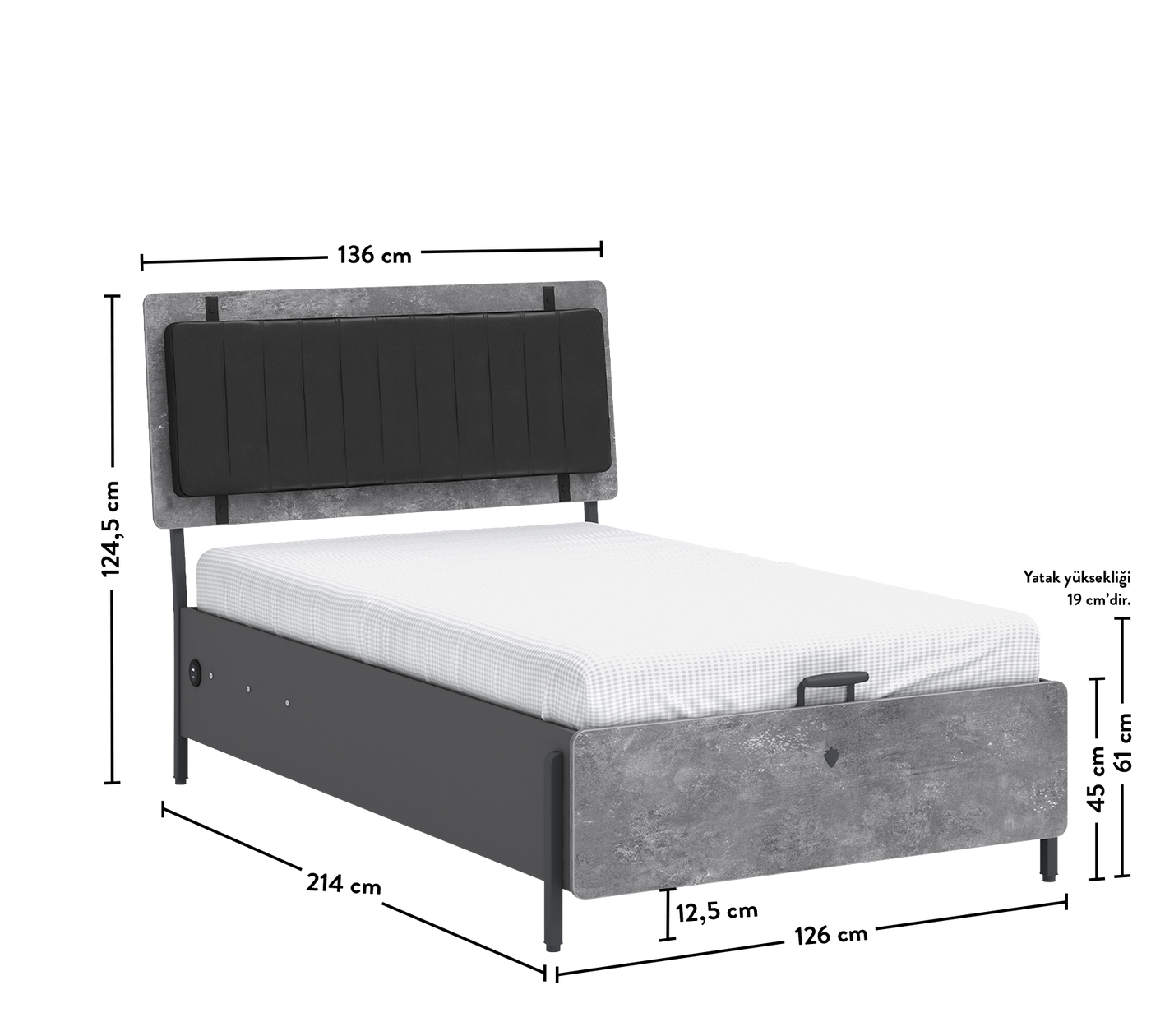 Space Gray Bazalı Karyola