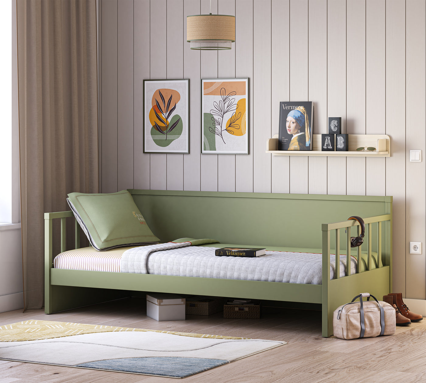 Daybed Çatısız Karyola (Yeşil) (100x200 cm)