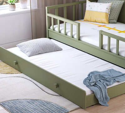 Daybed Çatısız Karyola Yeşil (Alt Karyolalı) (100x200 cm)
