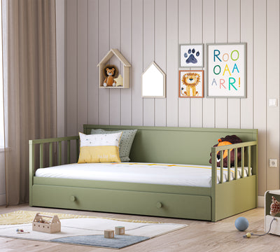 Daybed Çatısız Karyola Yeşil (Alt Karyolalı) (100x200 cm)