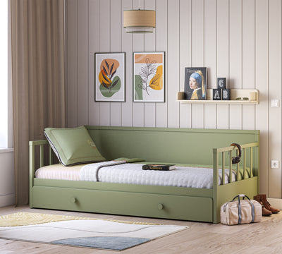 Daybed Çatısız Karyola Yeşil (Alt Karyolalı) (100x200 cm)