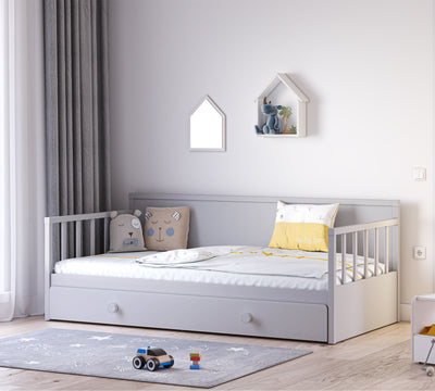 Daybed Çatısız Karyola Gri (Alt Karyolalı) (100x200 cm)