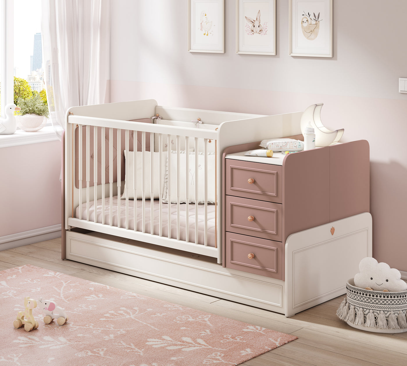 Baby Elegance Büyüyen Bebek Karyolası (Sallanan ve Masa Olabilen) (70x115-70x160 cm)