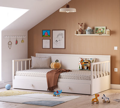 Daybed Çatısız Karyola Krem (Alt Karyolalı) (100x200 cm)