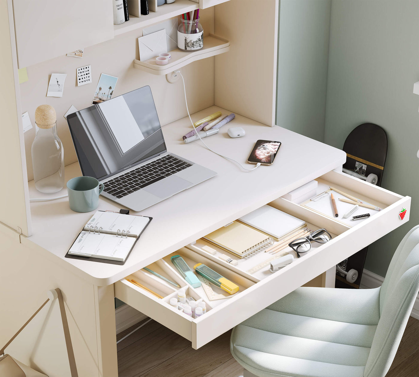 Varia Krem Dar Çalışma Masası