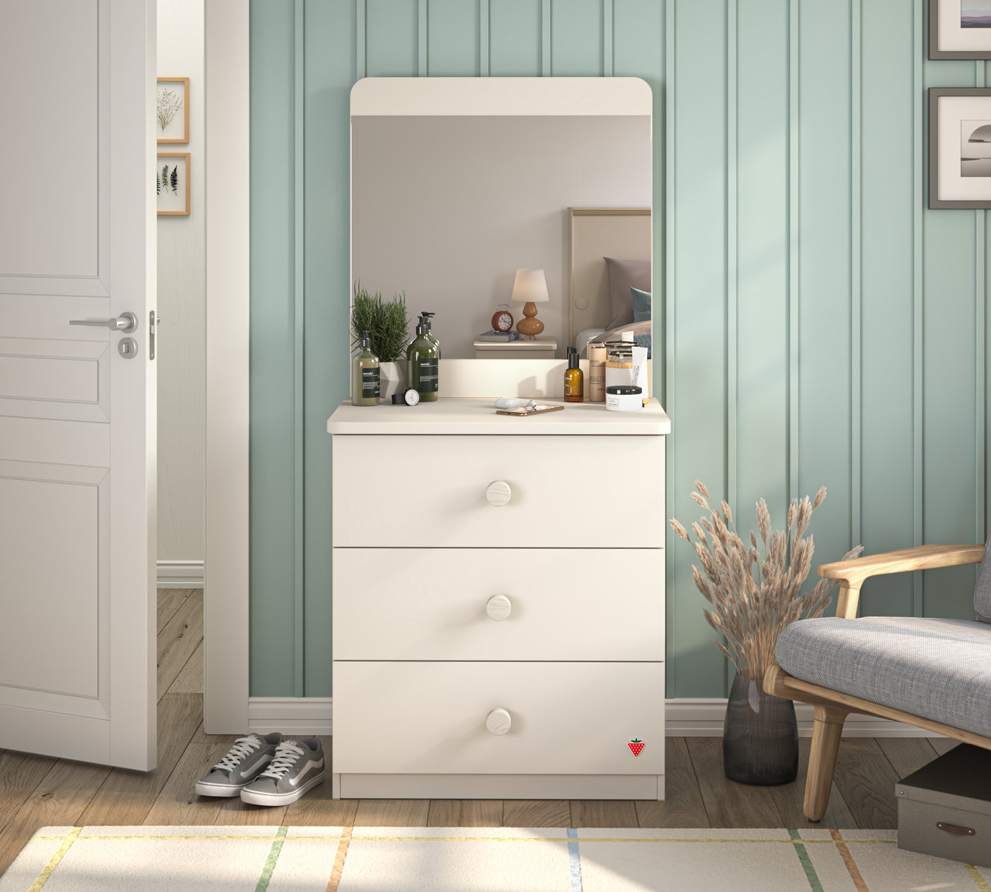 Varia Krem Line Aynalı Şifonyer