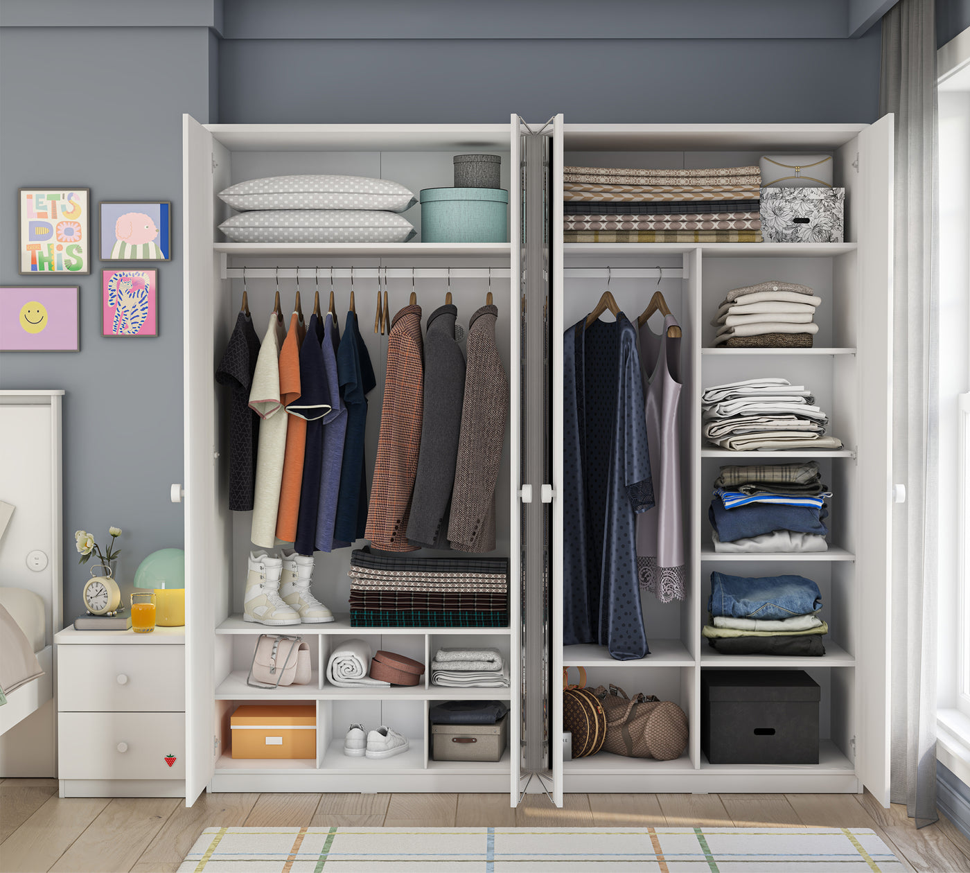 Varia Beyaz 4 Kapılı Dolap