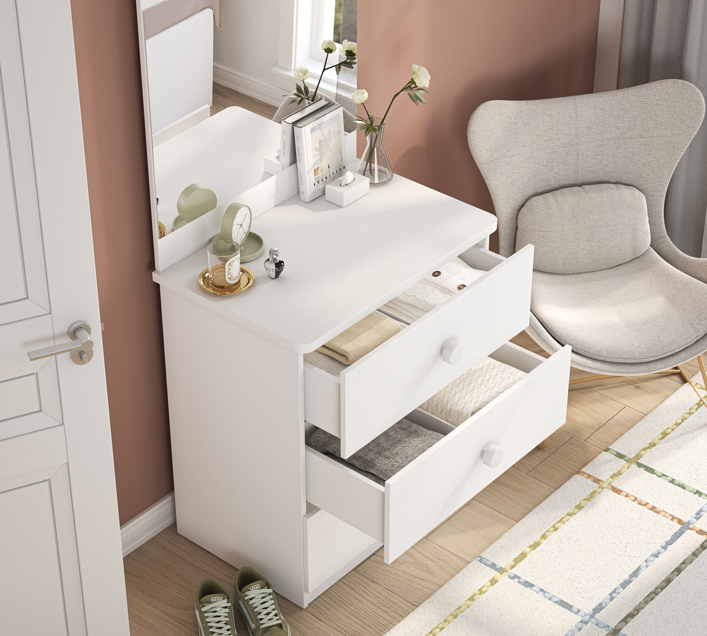 Varia Beyaz Line Aynalı Şifonyer